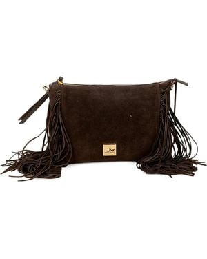 Marc Ellis Calira Fringe-Detail Leather Clutch Bag - Brown