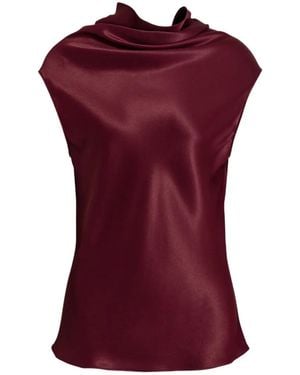 Alberta Ferretti Cowl-Neck Sleeveless Blouse - Purple