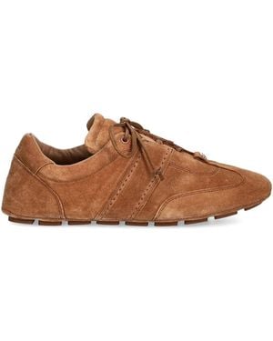 BOSS Roxanne Lace-Up Suede Trainers - Brown