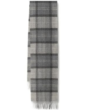Barbour Mineral Tartan Wool-Cashmere Scarf - Gray