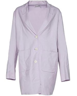 Jil Sander Three-Button Patch-Pocket Coat - Purple
