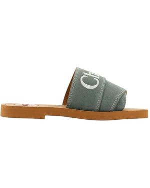 Chloé Woody Embroidered Sandals - Green