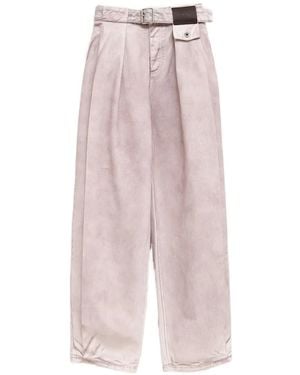 Loewe Jeans Met Ceintuur En Plooien - Roze