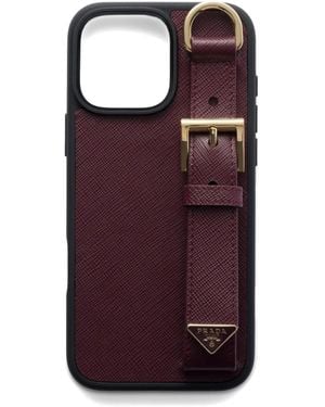 Prada Saffiano-Leather Phone Case - Purple