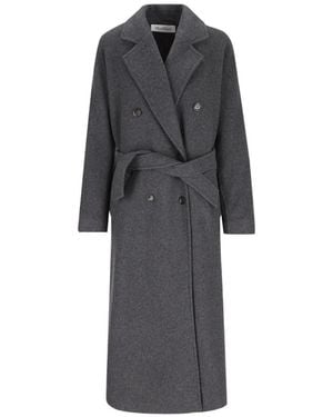 Max Mara Belted Double-Breasted Coat - Gray