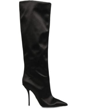 Dolce & Gabbana Satin Knee-High Boots - Black