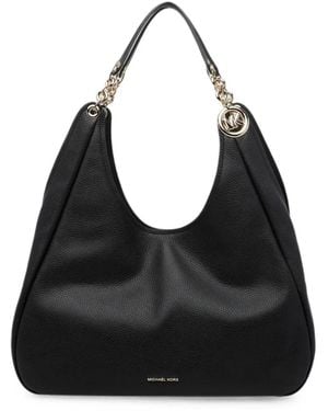 MICHAEL Michael Kors Ellie Large Pebbled-Leather Shoulder Bag - Black