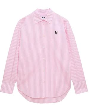 MSGM Striped Logo Shirt - Pink