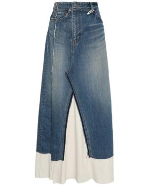 Maison Mihara Yasuhiro Jupe En Jean À Finitions Effilochées - Blue