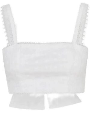 Waimari Lace-Trim Cropped Top - White