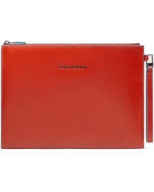 Piquadro Ipad Compartment Leather Clutch - Red