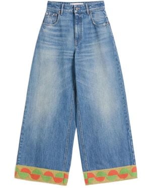 Valentino Garavani Jacquard-Trim Jeans - Blue