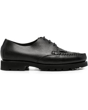 Hereu Woven-Panel Lug-Sole Derby Shoes - Black