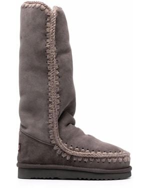 Mou Logo-Patch Sheepskin Boots - Brown