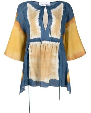Alberta Ferretti Draped Sleeves Cotton Tunic - Blue