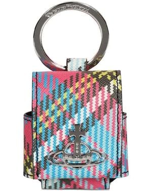 Vivienne Westwood Orb-Embellished Plaid Airpods Case - White