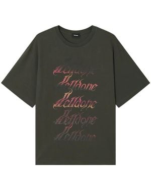 we11done Logo-Print Rhinestone-Embellished T-Shirt - Black