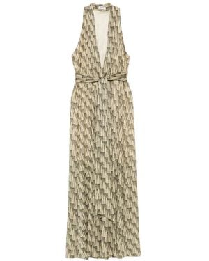 Siyu Plunging-Neckline Belted Maxi Dress - White