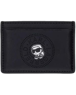 KARL LAGERFELD Ikonik Perforated Card Holder - Black
