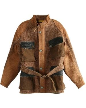 Commun's Belted Patchwork Jacket - Brown