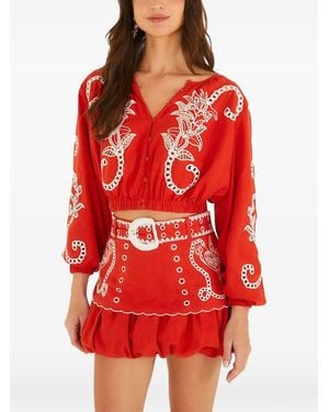 FARM Rio Richelieu Lenzing Ecovero Euroflax Blouse - Red