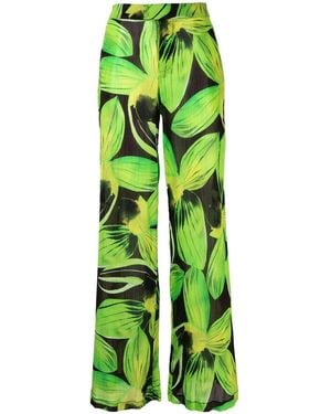 Louisa Ballou Printed Wide Leg Trousers - Green