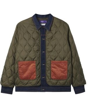AFTERMATHS Quilted Panelled Jacket - Green