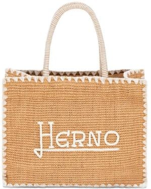 Herno Logo-Lettering Tote Bag - Natural