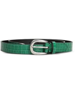 Paul Smith Crocodile-Effect Leather Belt - Green