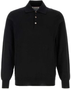 Brunello Cucinelli Long-Sleeved Cotton Polo Shirt - Black