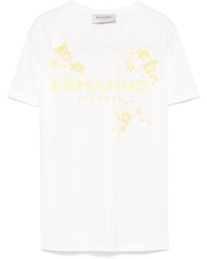 ERMANNO FIRENZE T-Shirt Met Pailletten - Wit
