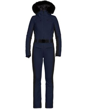 Goldbergh Traje de esquí con capucha de pelo artificial - Azul