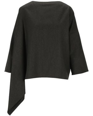 Dusan Asymmetric Wool T-Shirt - Black