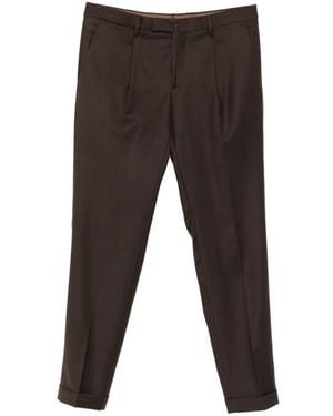 Briglia 1949 Pleated-Detail Turn-Up Trousers - Black