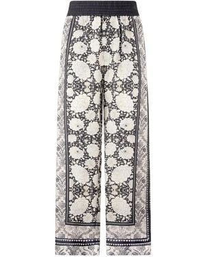 Roberto Cavalli Seidenhose Mit Blumen-Print - Grau