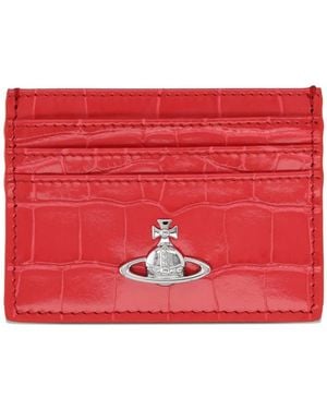 Vivienne Westwood Orb Croc-Effect Cardholder - Red