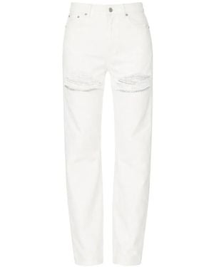 Area Vaqueros rasgados con detalle de cristales - Blanco