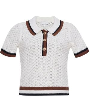 Cara Cara Ginger Crochet Polo Shirt - White