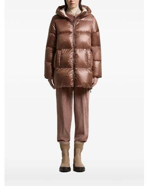Peserico Hooded Quilted Jacket - Brown