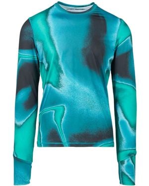 Aztech Mountain T-Shirt Mit Abstraktem Muster - Blau