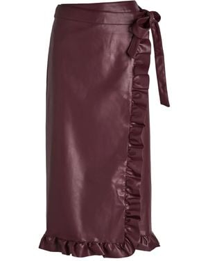 Never Fully Dressed Ruffled-Hem Side-Tie Skirt - Purple