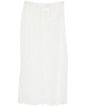 Magda Butrym Embroidered Scalloped-Hem Midi Skirt - White