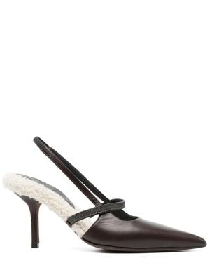Brunello Cucinelli Monili-Embellished Slingback Court Shoes - White