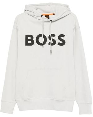 BOSS Logo-Print Drawstring Hoodie - White