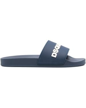 DSquared² Polyurethane Slippers With Minimalist Design And Leather Sole - Blue