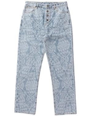 Daily Paper Macramé-Embellished Jeans - Blue