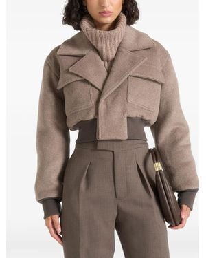 Manière De Voir Cosette Wollen Bomberjack Met Revers - Bruin