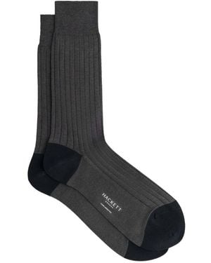 Hackett Ribbed-Knit Mercerised-Cotton Socks - Black