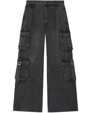 Izzue Multi-Pocket Wide-Leg Cargo Jeans - Black