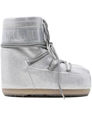 Moon Boot Icon Low Glitter New Logo-print Lace-up Boots - グレー